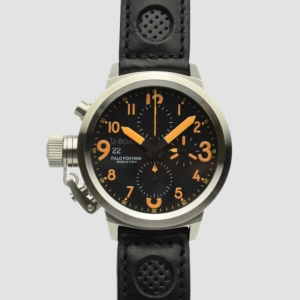 Pre Owned U-Boat Flight Deck SS Black Chronograph Mens Wristwatch 43 MM