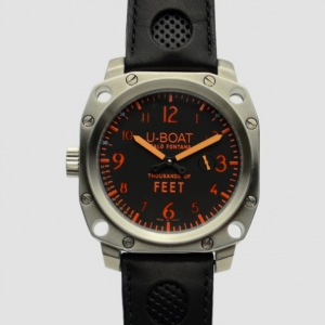 Pre Owned U-Boat Thousands of Feet SS Black Mens Wristwatch 50 MM