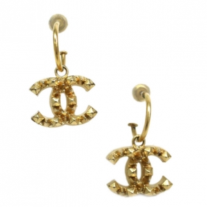 Pre Owned Chanel CC Logo Golden Hoop Earrings