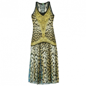 Pre Owned Roberto Cavalli Animal Print Silk Maxi Dress S