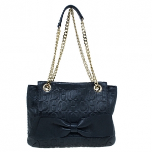 Pre Owned Carolina Herrera Black Leather Audrey Shoulder Bag