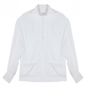 Pre Owned Chanel White Tuxedo Shirt M