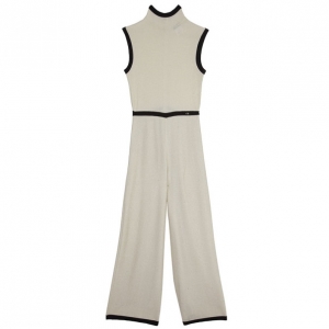 Pre Owned Chanel Cream Turtleneck Jumpsuit S
