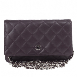 Pre Owned Chanel Purple Lambskin WOC