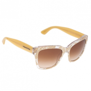 Pre Owned Dolce and Gabbana Gold Lace Cat Eye Sunglasses