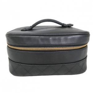 Pre Owned Chanel Black Calfskin Vanity Bag