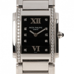 Pre Owned Patek Philippe Black Stainless Steel Twenty 4 Women's Wristwatch 26MM