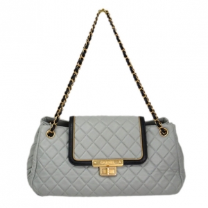 Pre Owned Chanel Grey Lambskin 2.55 Flap Hobo