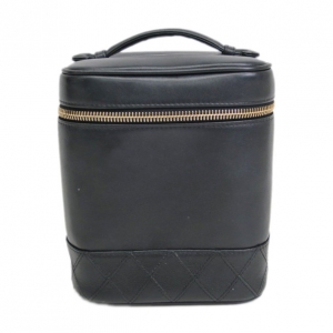 Pre Owned Chanel Black Vanity Lambskin Bag