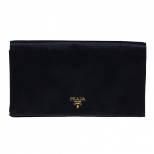 Pre Owned Prada Black Satin Clutch