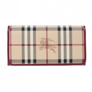 Pre Owned Burberry Haymarket Check Continental Wallet
