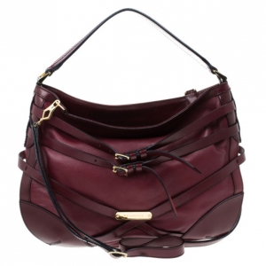 Pre Owned Burberry Red Leather Small Bridle Bag