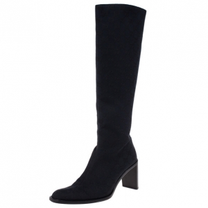Pre Owned Gucci Black Guccissima Canvas Knee Boots Size 40
