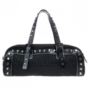 Pre Owned Fendi Small Black Zucchino Studded Bag