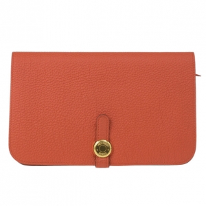 Pre Owned Hermes Orange Dogon Combined Wallet