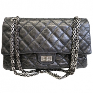 Pre Owned Chanel Black Lambskin Reissue Single Flap Shoulder Bag