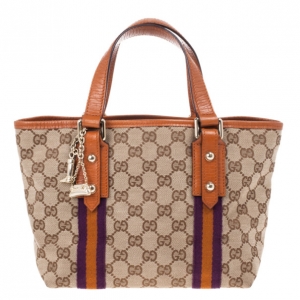 Pre Owned Gucci Beige Monogram Jolicoeur Mini Tote