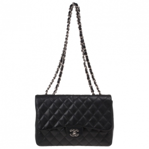 Pre Owned Chanel Black Caviar Leather Jumbo Flap Bag