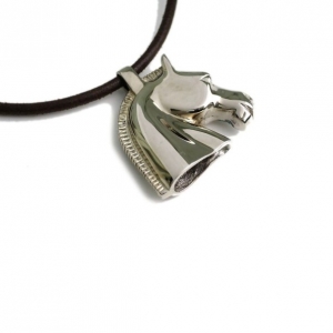 Pre Owned Hermes Silver Palladium Horse Pendant Necklace