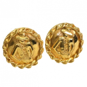 Pre Owned Chanel Vintage Mademoiselle Gold-Plated Earrings