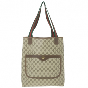 Pre Owned Gucci Monogram Guccissima Leather Web Detail Vertical Tote