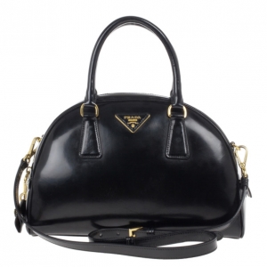 Pre Owned Prada Black Patent Leather Dome Bag
