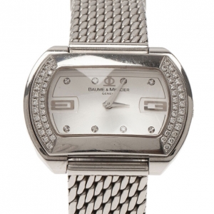 Pre Owned Baume & Mercier Silver Stainless Steel Hampton Square Women's Wristwatch 33MM