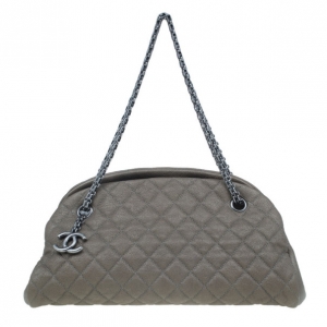 Pre Owned Chanel Olive Green Quilted Caviar Just Mademoiselle Bowling Bag