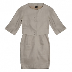 Pre Owned Fendi Collarless Silk Skirt Suit M