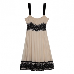Pre Owned Diane von Furstenberg Beige Embellished Reseda Dress M
