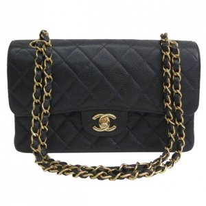 Pre Owned Chanel Black Caviar Small Double Flap Classic Shoulder bag