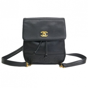 Pre Owned Chanel Black CC Caviar Backpack