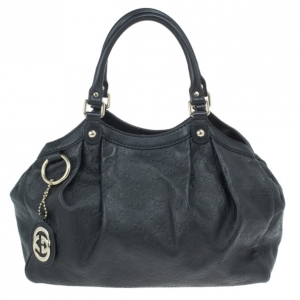 Pre Owned Gucci Black Guccissima Sukey Tote