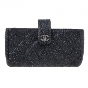Pre Owned Chanel Black Leather Quilted Smart Clutch