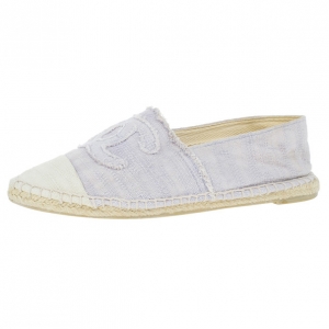 Pre Owned Chanel Purple Canvas Espadrilles Flats Size 37