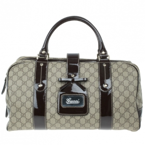 Pre Owned Gucci Monogram Guccissima Leather Large Boston Bag
