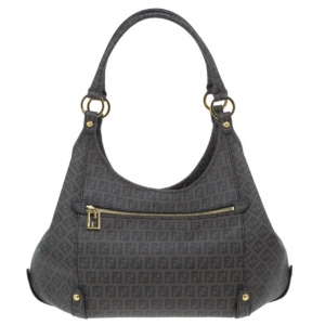 Pre Owned Fendi Brown Coated Canvas Zucchino Hobo