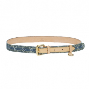Pre Owned Louis Vuitton Denim Monogram Belt 90CM