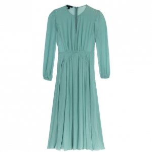 Pre Owned Burberry Prorsum Green Silk Chiffon Midi Dress S