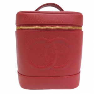 Pre Owned Chanel Red Caviar Vanity Bag