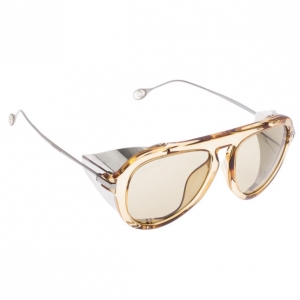 Pre Owned Gucci Brown Optyl Aviators With Metal Blinkers Women's Sunglasses