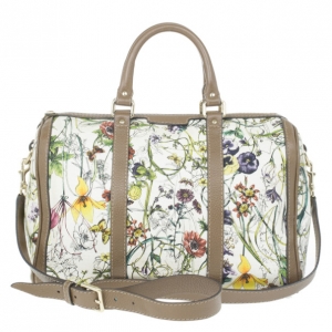 Pre Owned Gucci Floral Print Canvas Boston Bag