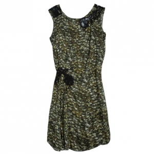Pre Owned Philosophy Di Alberta Ferretti Lace-Inset Printed Dress S