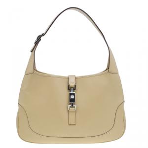 Pre Owned Gucci Beige Leather Jackie O Hobo Bag