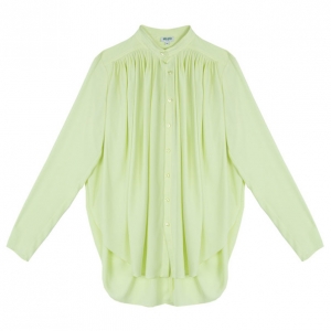 Pre Owned Kenzo Pleated Silk Yellow Top M
