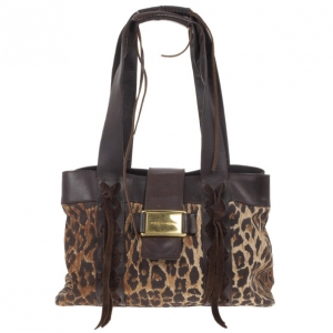 Pre Owned Dolce and Gabbana Animal Print Canvas Small Tote