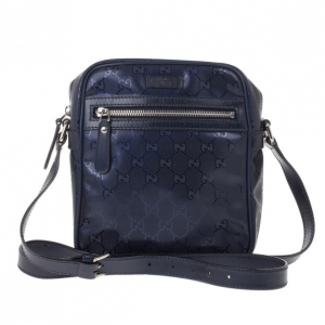 Pre Owned Gucci Blue Guccissima Leather Crossbody Bag