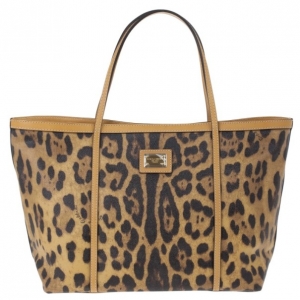 Pre Owned Dolce and Gabbana Leopard Print Miss Escape Tote
