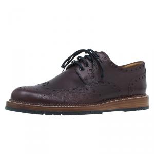 Pre Owned Louis Vuitton Burgundy Leather Brogue Lace Up Derby Size 42