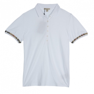 Pre Owned Burberry Brit Cream Checked Cuff Polo Top L
